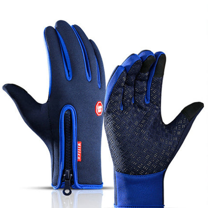 Touch screen winter gloves – blue, front and back