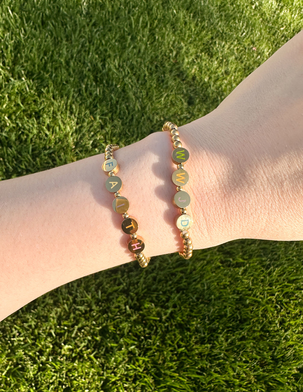 Elevated Faith Gold Faith Letter Bracelet - Christian Jewelry