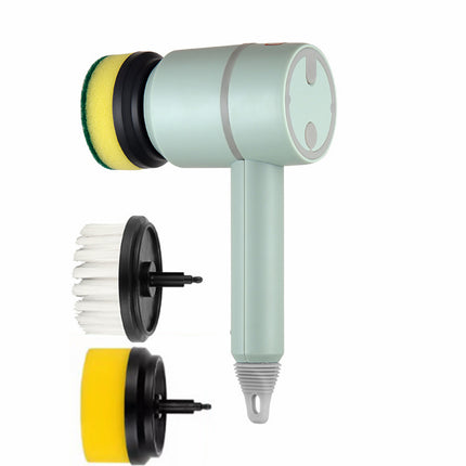 Electric spin scrubber with 3 brush heads – green with 3 brush heads