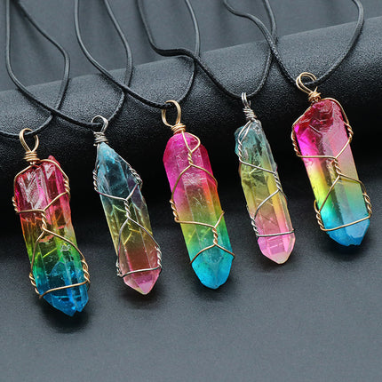 Tree of Life crystal pendant necklace – rainbow crystals on cord
