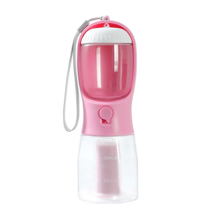 3-in-1 Portable Dog Water Bottle – Travel Water & Food Dispenser with Poop Bag Holder – Cherry Blossom Pink, view 11