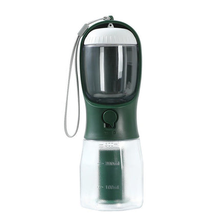 3-in-1 Portable Dog Water Bottle – Travel Water & Food Dispenser with Poop Bag Holder – Dark Green, view 12