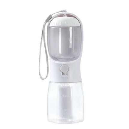 3-in-1 Portable Dog Water Bottle – Travel Water & Food Dispenser with Poop Bag Holder – Milky White, view 13