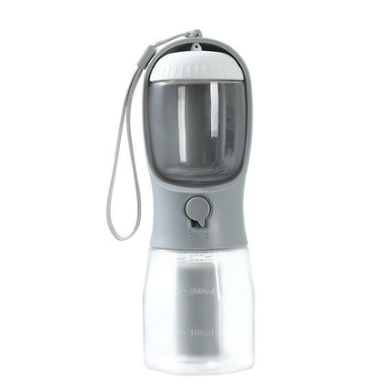 3-in-1 Portable Dog Water Bottle – Travel Water & Food Dispenser with Poop Bag Holder – Twilight Gray, view 14