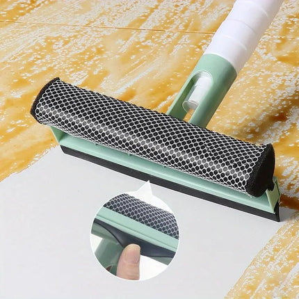 3-in-1 Spray Window Squeegee – Glass Cleaner with Sponge Scrubber & Rubber WiperBlue7