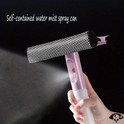 3-in-1 Spray Window Squeegee – Glass Cleaner with Sponge Scrubber & Rubber WiperBlue6
