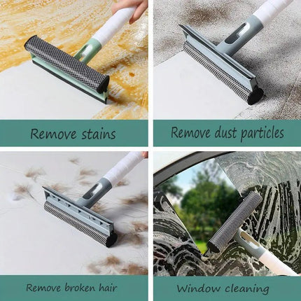 3-in-1 Spray Window Squeegee – Glass Cleaner with Sponge Scrubber & Rubber WiperBlue5