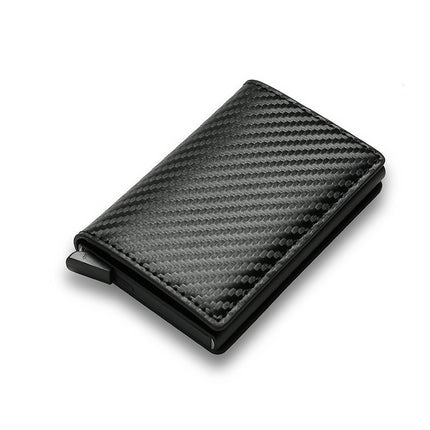 RFID blocking slim pop-up wallet – carbon fiber black
