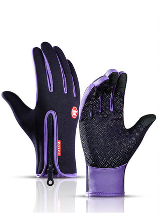 Touch screen winter gloves – purple and black