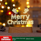 Merry Christmas – Wood Base / Warm White