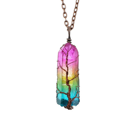 Tree of Life crystal pendant necklace – rainbow crystal