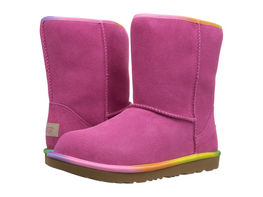 UGG Classic Short II Rainbow Youth Boot - Pink Azalea | Size 6 Youth / 7 Women