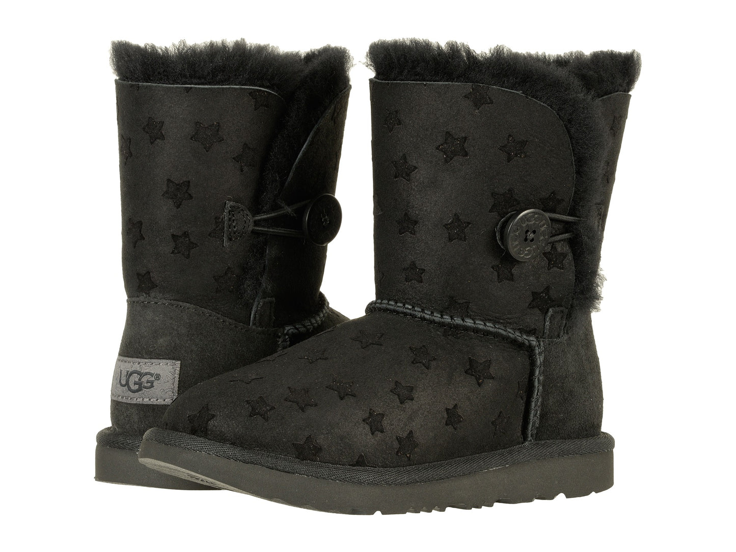 UGG Bailey Button II Stars Youth Boot - Black | Size 6 Youth / 7 Women
