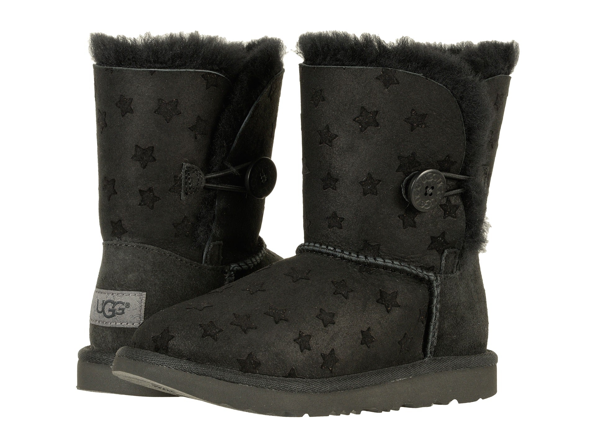UGG Bailey Button II Stars Youth Boot - Black | Size 6 Youth / 7 Women