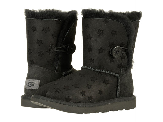 UGG Bailey Button II Stars Youth Boot - Black | Size 6 Youth / 7 Women