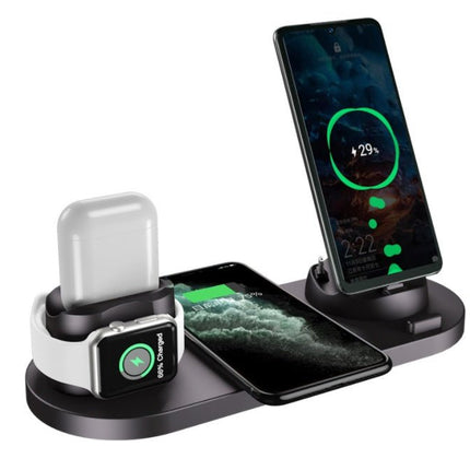 6-in-1 Wireless Charging Station – Charging Dock for Phone, Earbuds & SmartwatchBlack1