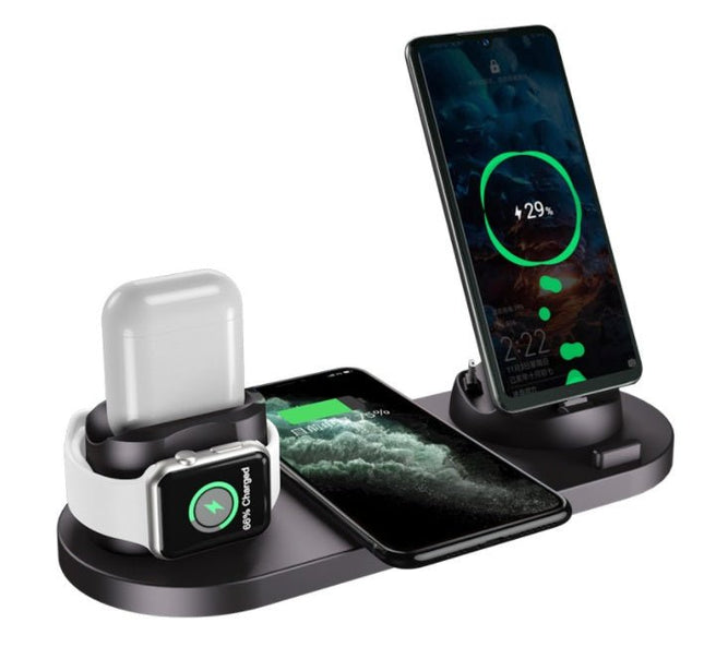 6-in-1 Wireless Charging Station – Charging Dock for Phone, Earbuds & SmartwatchBlack1