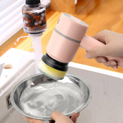 Electric spin scrubber with 3 brush heads – view 2