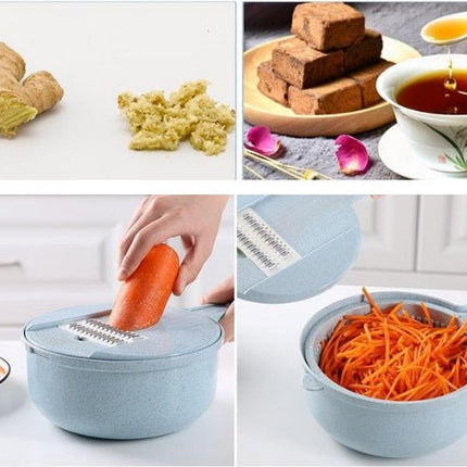 8-in-1 Mandoline Slicer – Vegetable Chopper, Grater & Julienne Cutter with ContainerBlue4