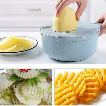 8-in-1 Mandoline Slicer – Vegetable Chopper, Grater & Julienne Cutter with ContainerBlue8