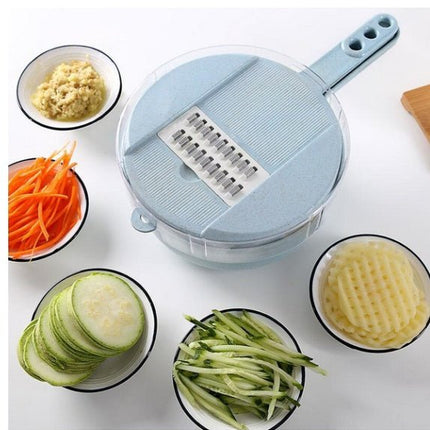 8-in-1 Mandoline Slicer – Vegetable Chopper, Grater & Julienne Cutter with ContainerBlue2