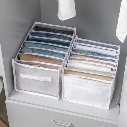 Mesh drawer organizer set of 3 – white bins with folded clothes