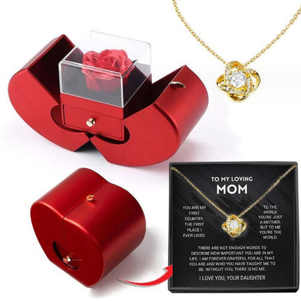 Preserved rose jewelry gift box with necklace – with message card