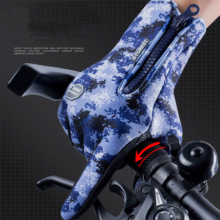 Touch screen winter gloves – camo pattern on bike
