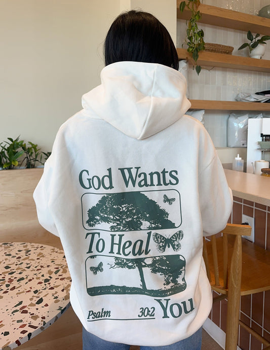 Elevated Faith God Heals Unisex Hoodie - Stalactite White