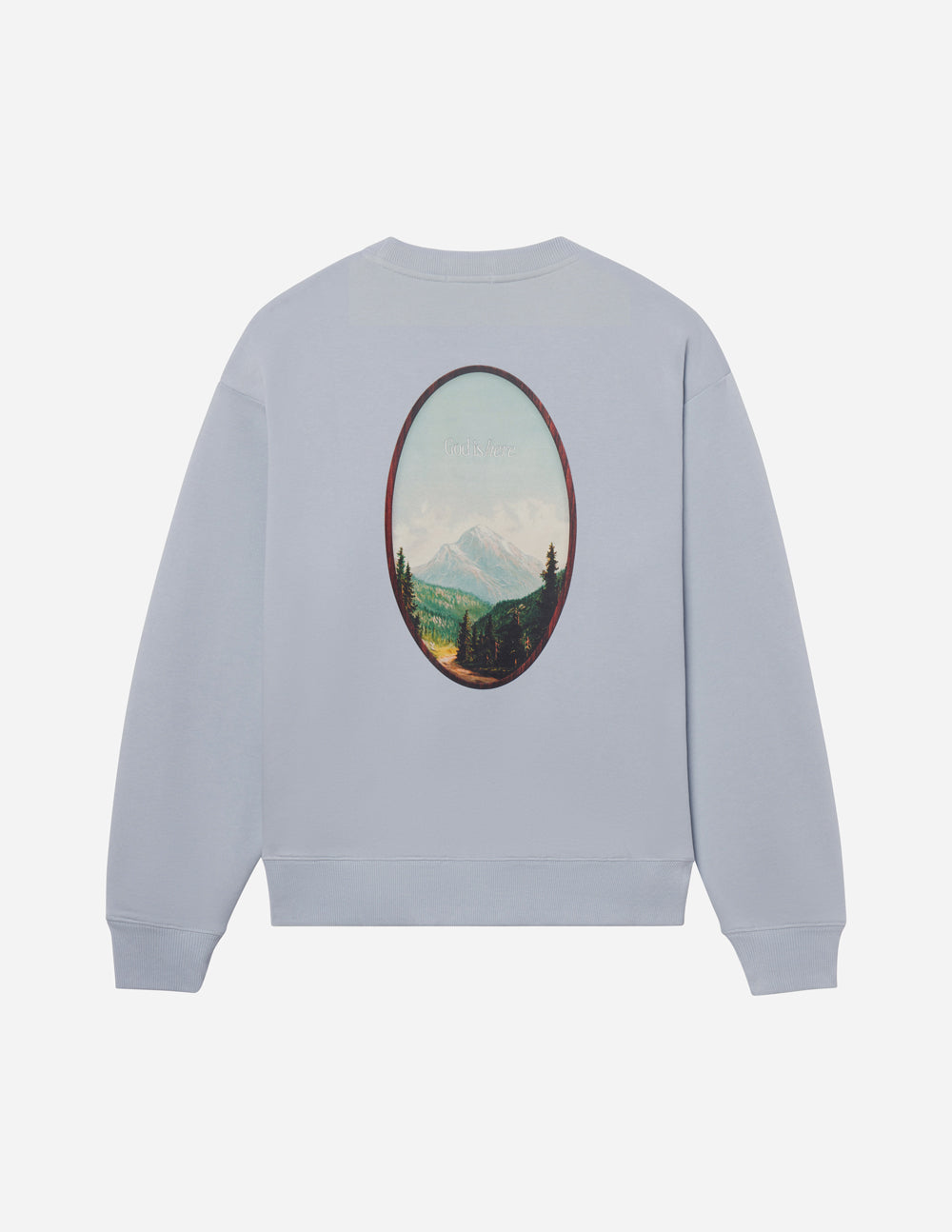 Elevated Faith God Is Here Unisex Crewneck - Pearl Blue