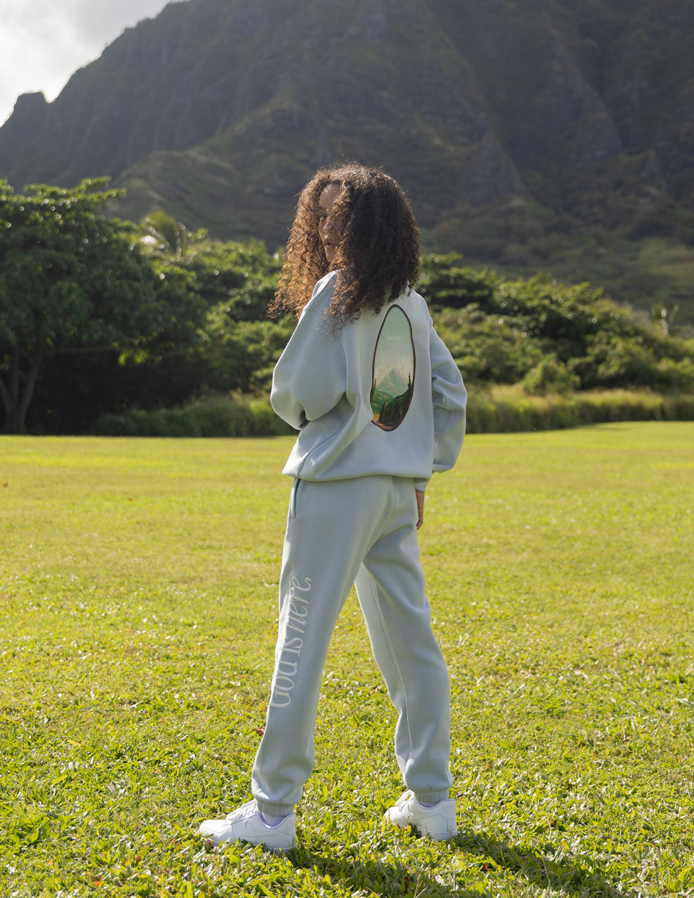 Elevated Faith God Is Here Unisex Crewneck - Pearl Blue