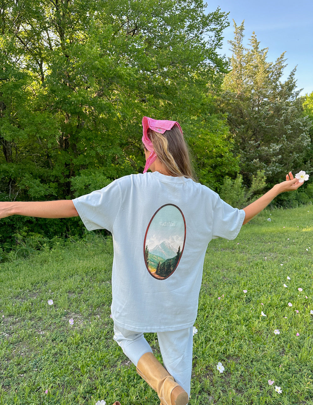 Elevated Faith God Is Here Unisex Tee - Pearl Blue