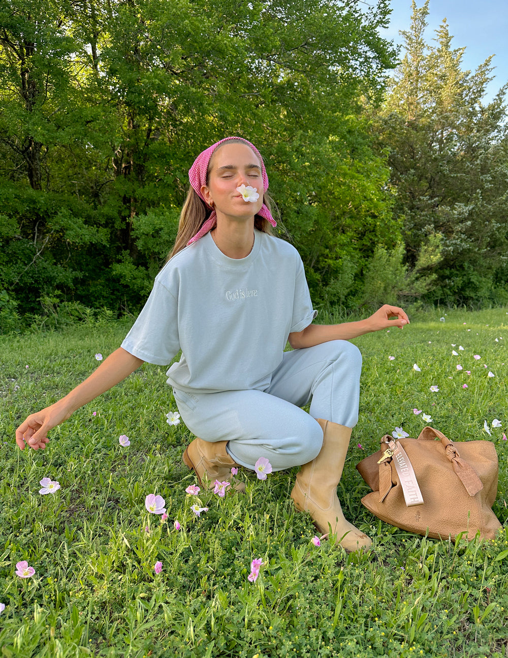 Elevated Faith God Is Here Unisex Tee - Pearl Blue