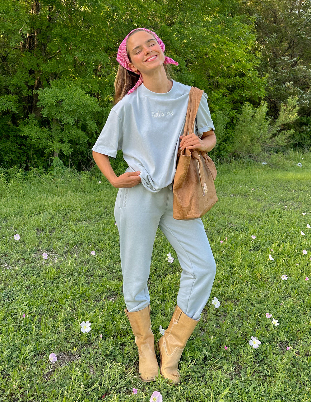 Elevated Faith God Is Here Unisex Tee - Pearl Blue