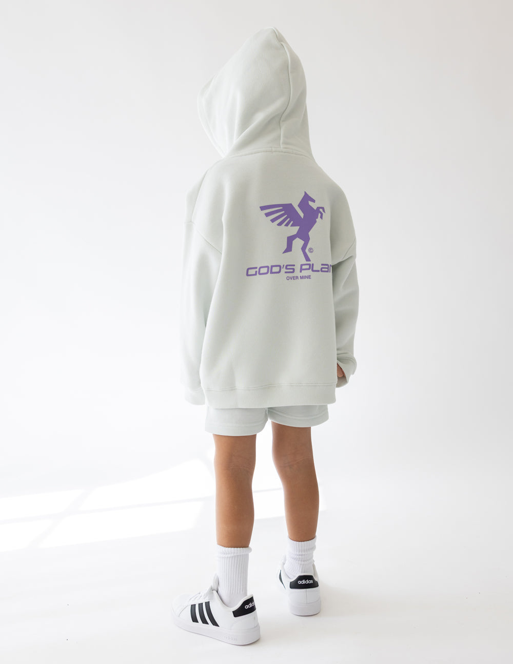 Elevated Faith God's Plan Racing Kids Hoodie - Icicle White 6Y