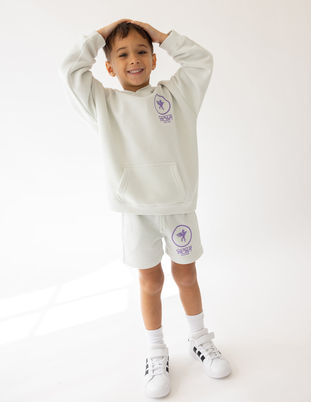 Elevated Faith God's Plan Racing Kids Hoodie - Icicle White