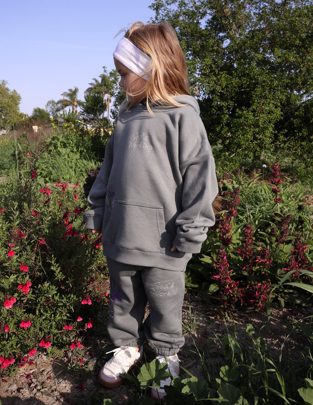 Elevated Faith God's Still Working Kids Hoodie - Eggplant
