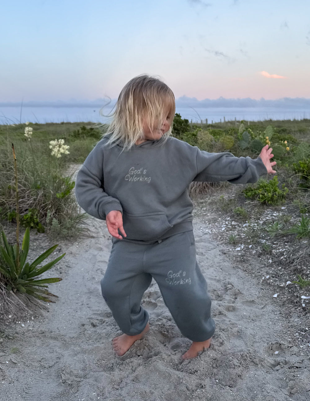 Elevated Faith God's Still Working Kids Hoodie - Eggplant