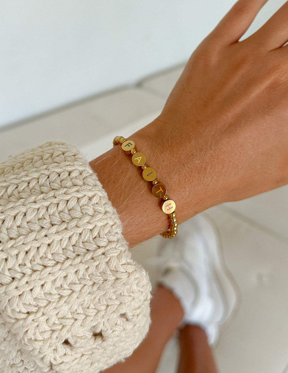 Elevated Faith Gold Faith Letter Bracelet - Christian Jewelry