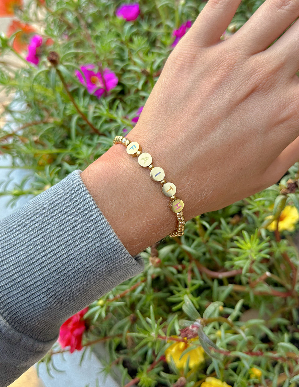 Elevated Faith Gold Faith Letter Bracelet - Christian Jewelry