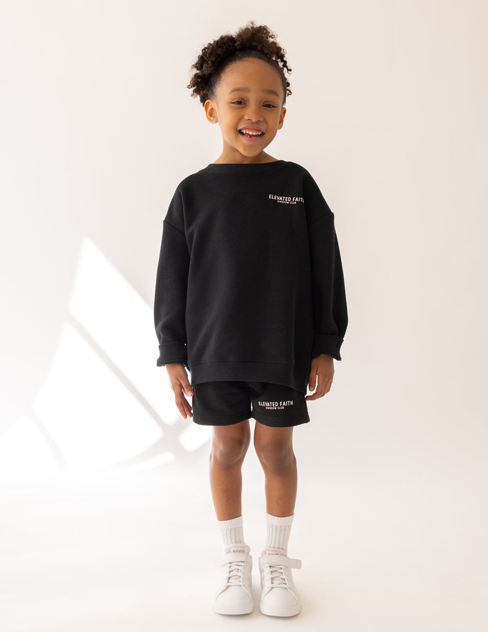 Elevated Faith Kingdom Club Black Kids Short - Christian Youth Shorts
