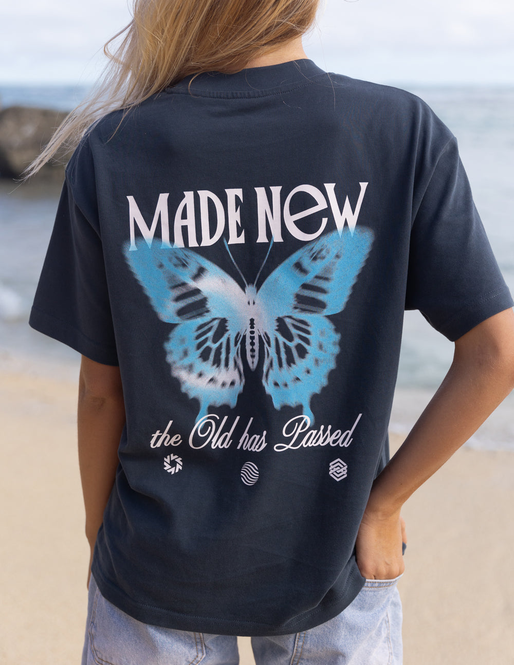 Elevated Faith Made New Butterfly Unisex Tee - Aegean Sea