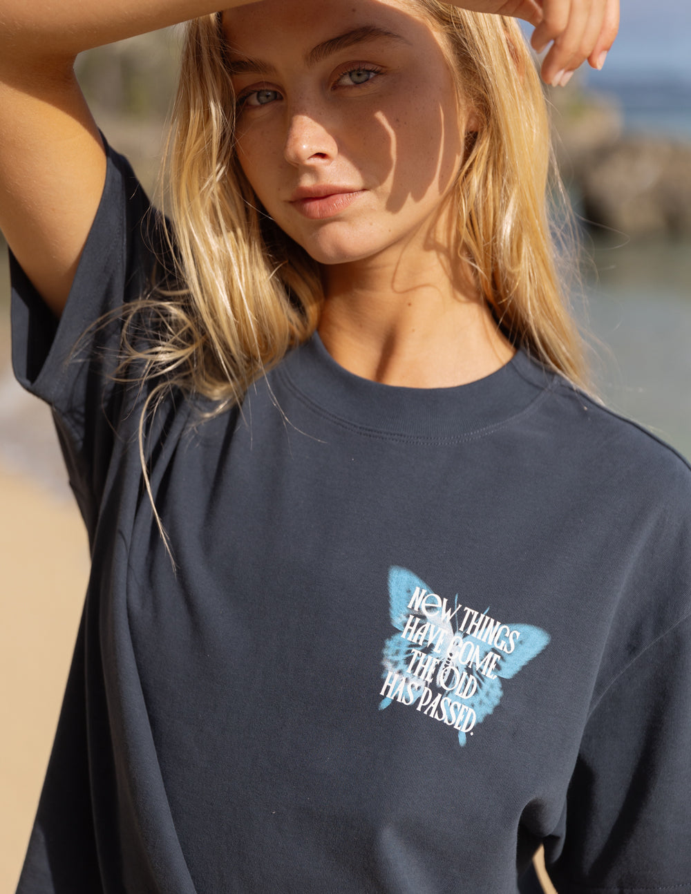 Elevated Faith Made New Butterfly Unisex Tee - Aegean Sea