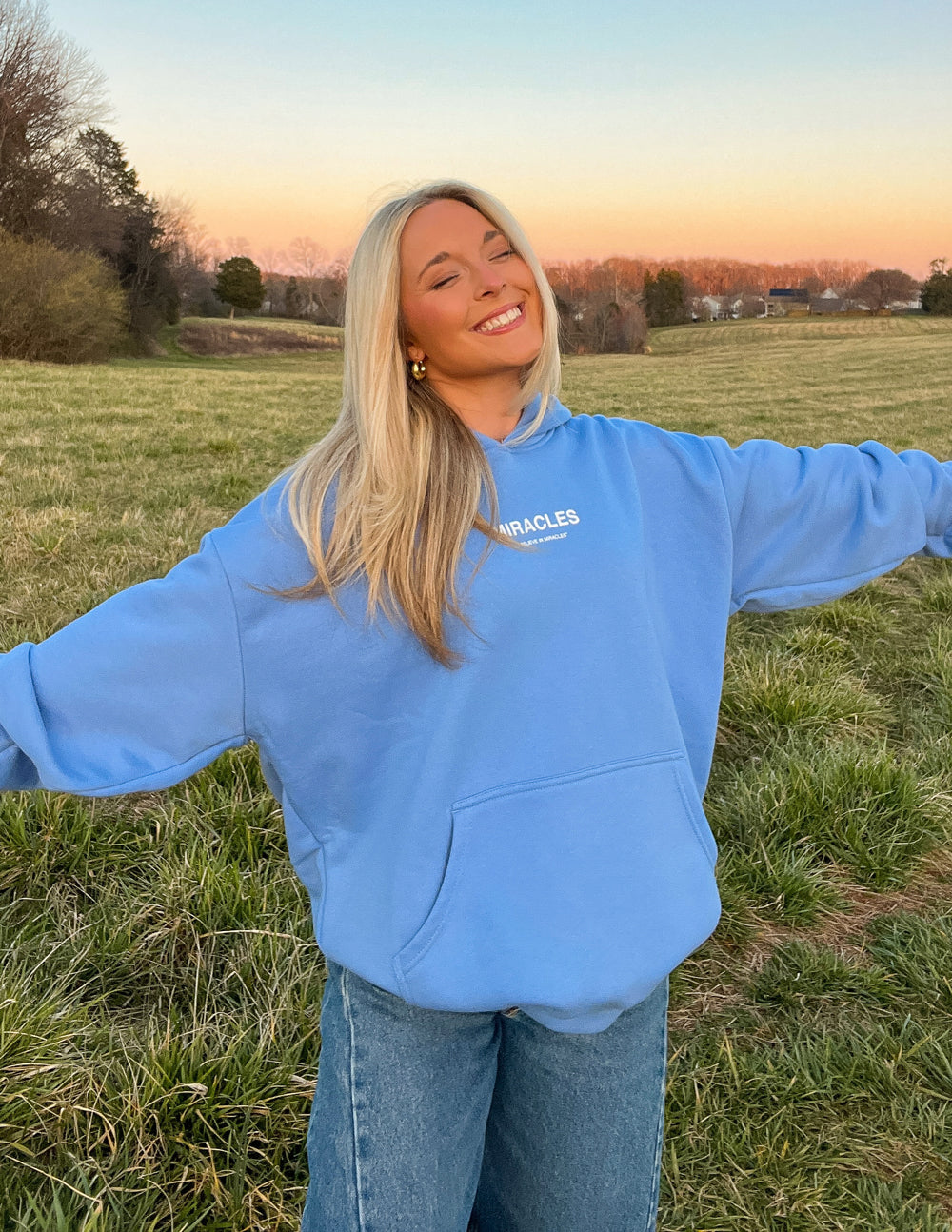 Elevated Faith Miracles Blue Unisex Hoodie - Psalm 77:14 Christian Sweatshirt