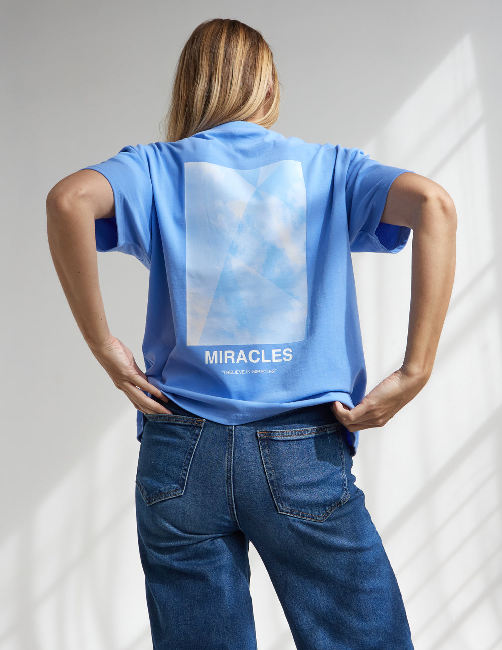 Elevated Faith Miracles Blue Unisex Christian T-Shirt - Psalm 77:14 Graphic Tee Shirt