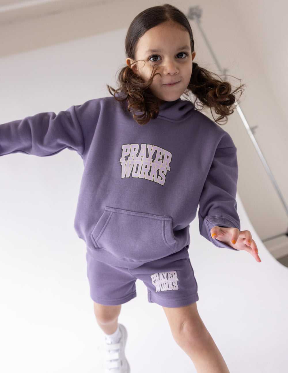 Elevated Faith Prayer Works Kids Hoodie - Eggplant 6Y