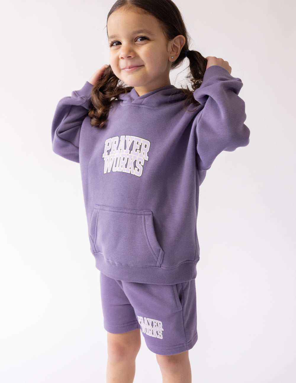 Elevated Faith Prayer Works Kids Hoodie - Eggplant