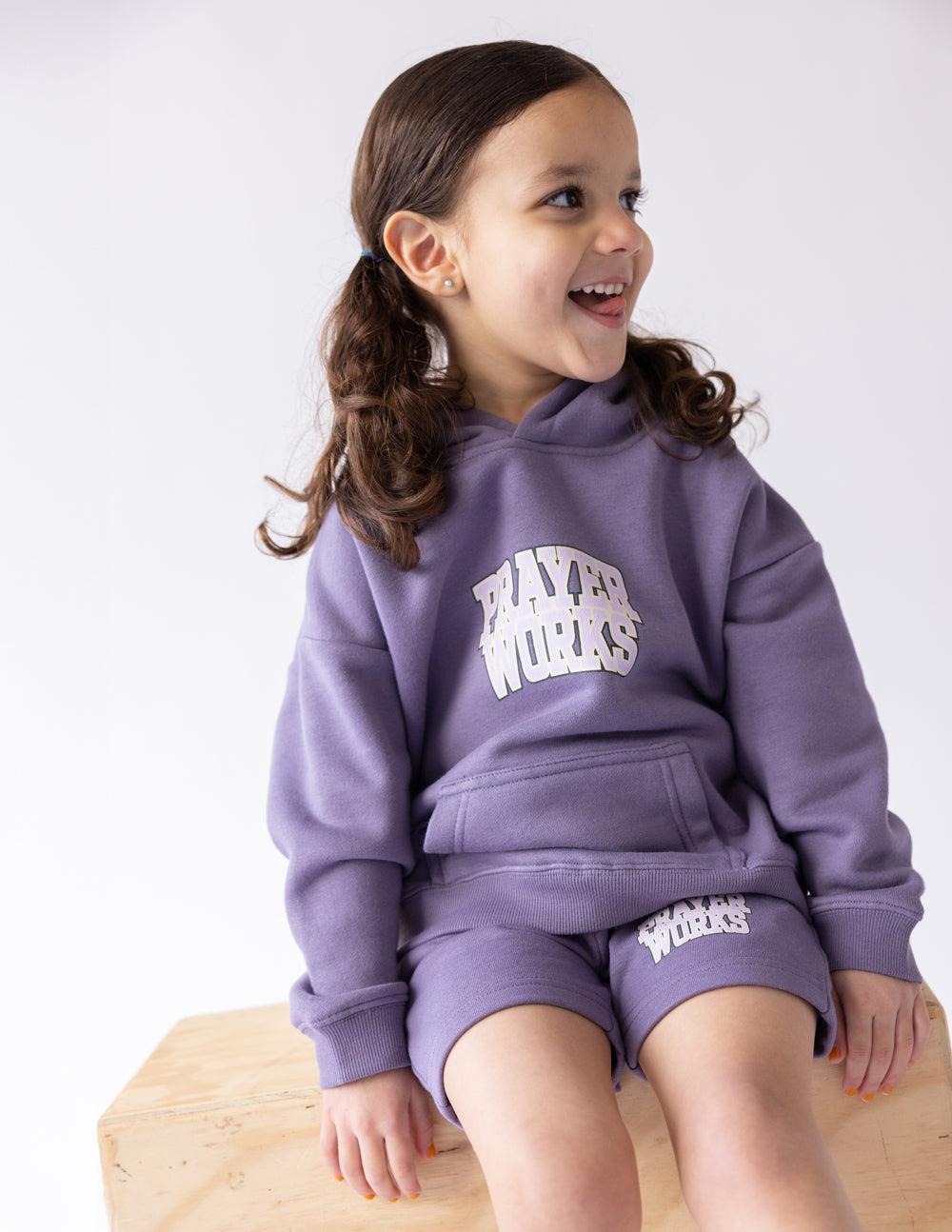 Elevated Faith Prayer Works Kids Hoodie - Eggplant