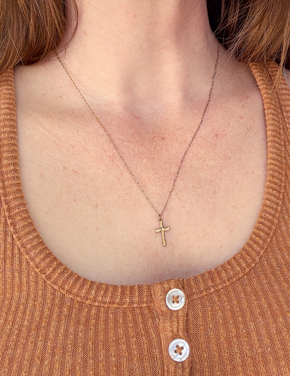 Elevated Faith Textured Cross Necklace - Christian Jewelry