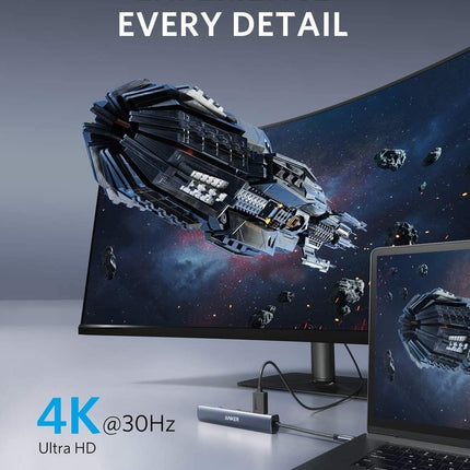 Anker <b>543</b> USB - C Hub (6 - in - 1, Slim) Grey